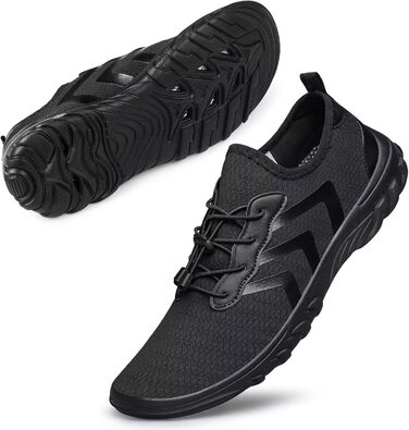 Чоловічі та жіночі аквашузи для плавання та відпочинку на пляжі. Швидковисихаючі, підошва для босої ноги, чорний колір, 40 EU