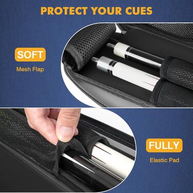 Чохол для більярдних київ 2x2 на 2 киї з кишенями на блискавці для аксесуарів, міцний, поліестер, з плечовим ременем та ручкою, м'який, для жінок та чоловіків (Сірий/Чорний)