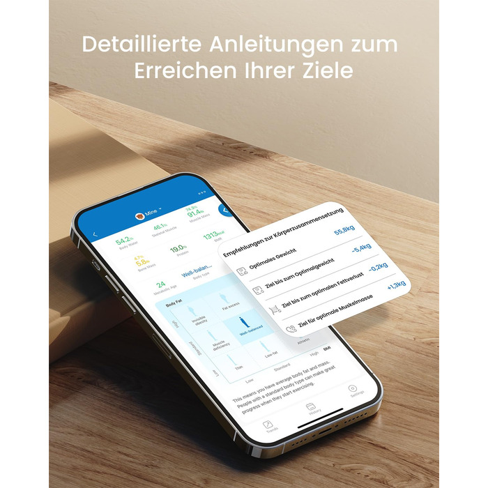 Розумна вага RENPHO Elis Nova з WiFi та Bluetooth, аналіз складу тіла, 13 вимірювань, підключення до додатку, вимірювання ваги, жиру, м'язової маси