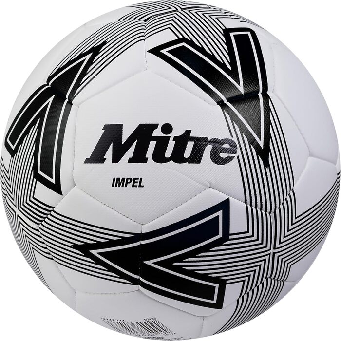 Футбольний м'яч Mitre Impel L30P біло-чорний, зносостійкий та стійкий до деформації