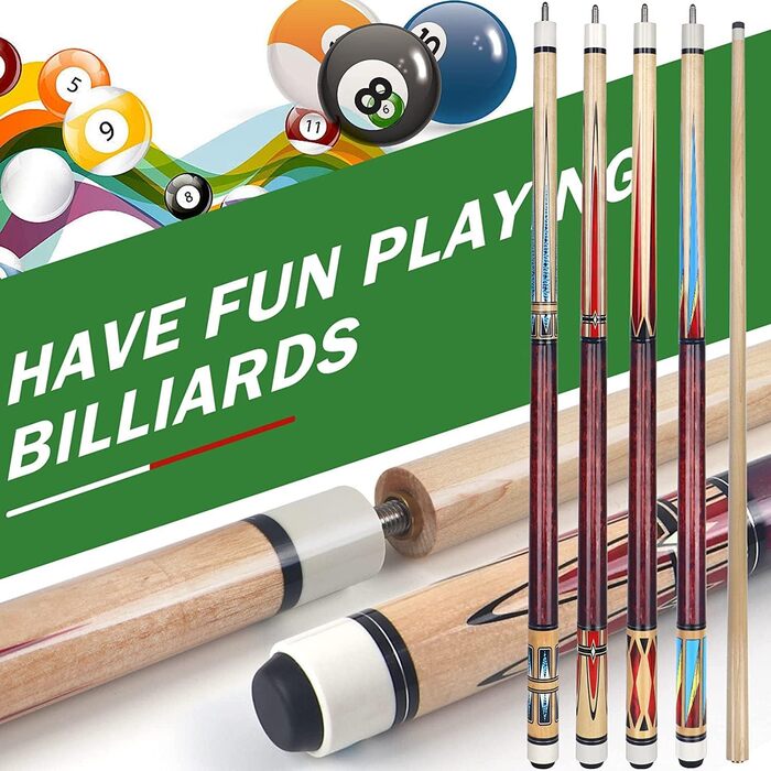 AKLOT Набір київ для більярду (2 шт.) з канадського клена, 58' - професійні кийки для більярду для дорослих