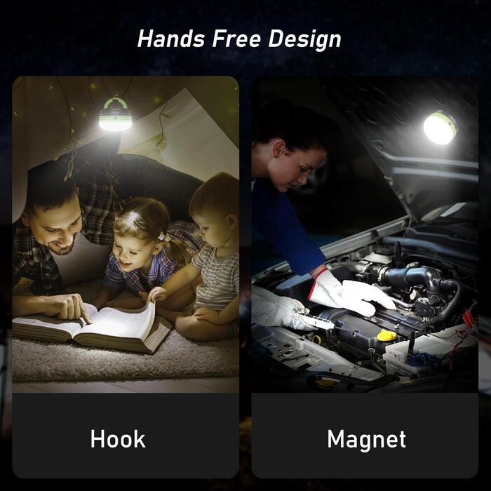 LED кемпінговий ліхтар Blukar: портативна ручна лампа з магнітом, 3 режими світла, водонепроникна для кемпінгу, походів та надзвичайних ситуацій