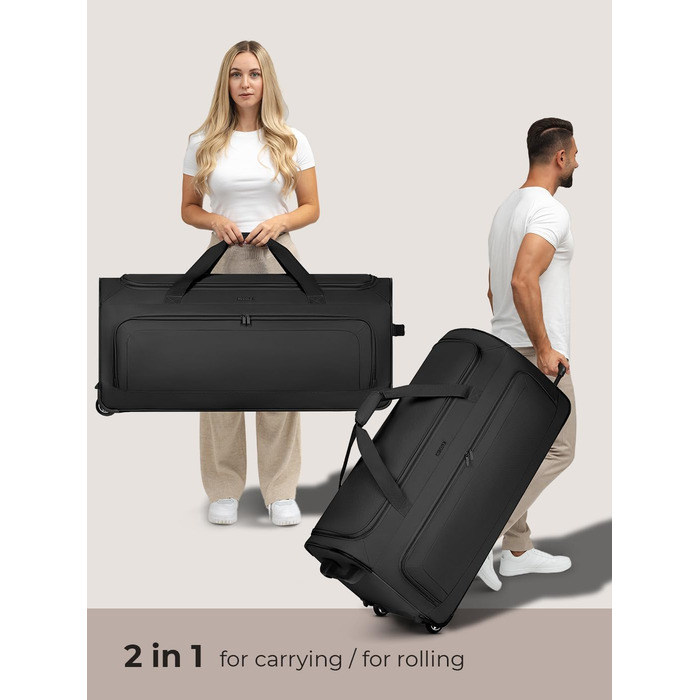 Велика дорожня сумка на колесах XXL 91 см, 128 л для чоловіків і жінок, Duffle Essentials