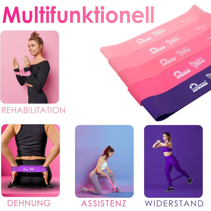 Набір фітнес-гумок Majestic Sport 5 шт. для м'язів, пілатесу, йоги, Booty Band, рожевий