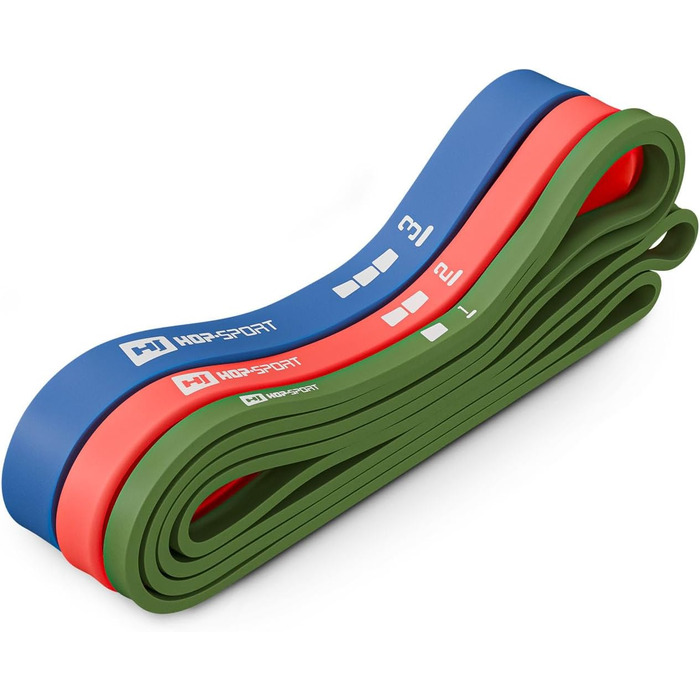 Набір еластичних стрічок Hop-Sport 2-29 кг, для силових тренувань та фітнесу, з дверним кріпленням