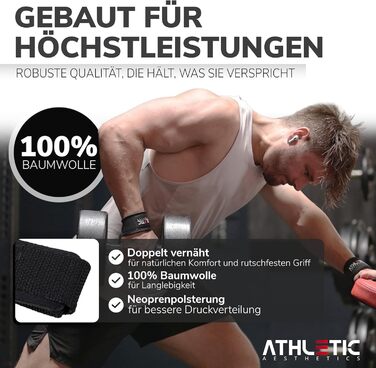 Лягки для тренувань Athletic Aesthetics - ремені для підйому штанги, 60 см, для фітнесу, пауерліфтингу, важкої атлетики, чорні (пара)