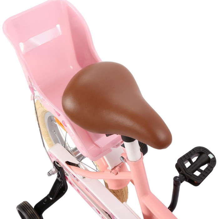 Дитячий велосипед Dolly 14 дюймів для дівчаток 3-5 років | Зручна збірка | З додатковими колесами | Розмір одягу 98-108 см | Рожевий колір