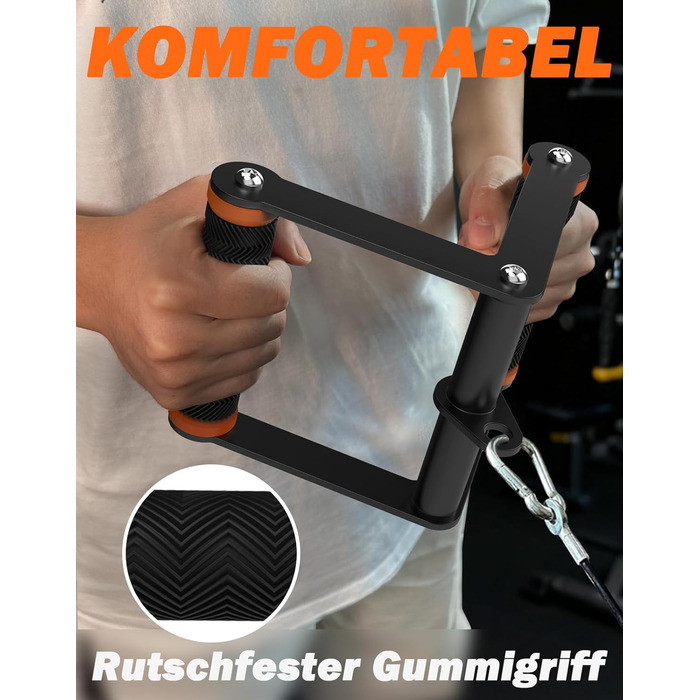 Ручка для тяги V-подібна Fitarc Double D для блочного тренажера, прогулька з протиковзаючим покриттям для залу та дому, помаранчева