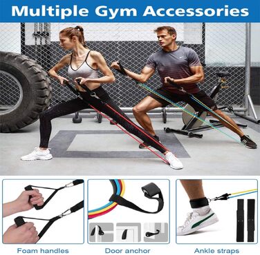 Набір еластичних стрічок для фітнесу: 5 стрічок-експандерів для занять Calisthenics, Pilates та фітнесу