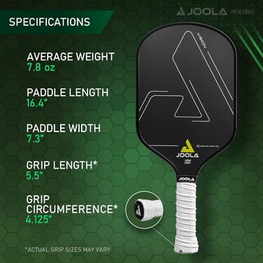 Піклбол ракетка JOOLA Vision CGS 14 з поліпропіленовим стільниковим ядром і структурованою карбоновою поверхнею для максимального спіну, контролю та сили