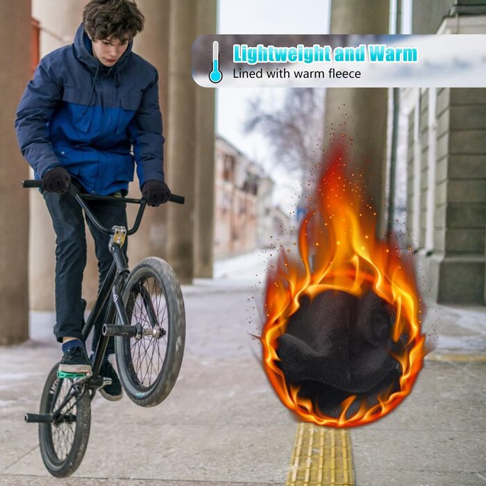 Теплі велосипедні рукавички для чоловіків та жінок - термо рукавички з сенсорним екраном, чорний, XL