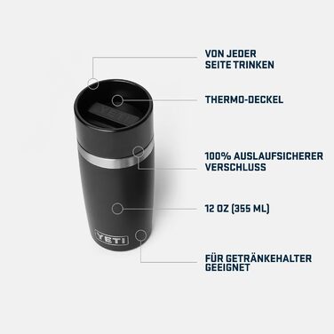 Термофляга YETI Rambler 12 oz (355 мл) з кришкою Commuter, чорна