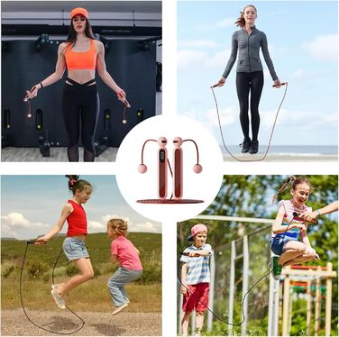 Стрибкове канат Flintronic з лічильником, регульований, з підшипниками та неслизькими ручками, інтелектуальний, з вагою, для тренувань, фітнесу, боксу, рожевий #5