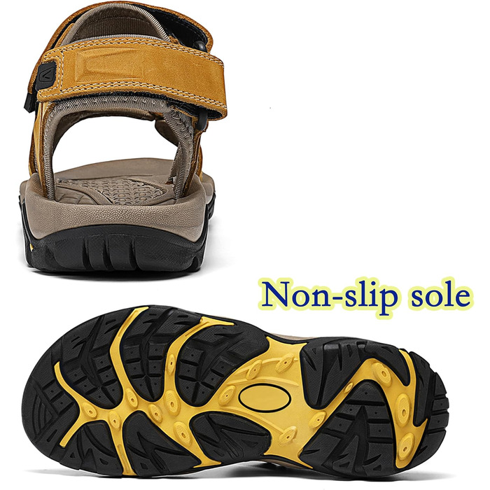Чоловічі сандалі з натуральної шкіри для піших прогулянок та відпочинку на пляжі. Літні сандалі для туризму та активного відпочинку (41 EU, жовті)