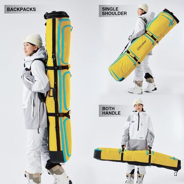 Чохол для сноуборду XCMAN, 160/190 см, міцний, для транспортування та подорожей (жовтий)