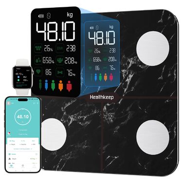 Вага тіла з аналізом складу тіла, персональна вага, Smart вага з APP, великий дисплей, чорний мармур
