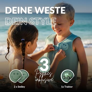 Дитячий рятувальний жилет NOARD Kinder 2-6 років (15-30 кг) Simply Green M – EN 13138-1:2021, регульований, з липучками