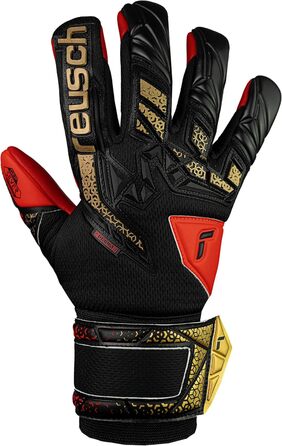 Воротарські рукавички Reusch Attrakt Freegel Silver: дихаючі, для чоловіків та жінок, підходять для будь-яких погодних умов та типів покриття поля (11, чорно-золото-червоні)