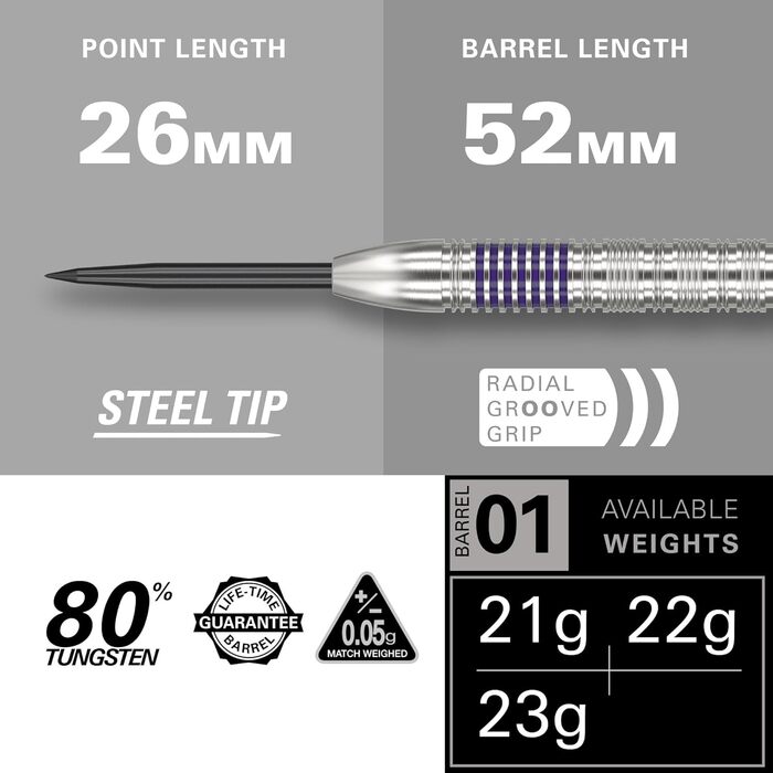 Дарти Target Luke Littler 80% Tungsten (21/22/23г) - Професійний набір сталевих дартсів з аксесуарами