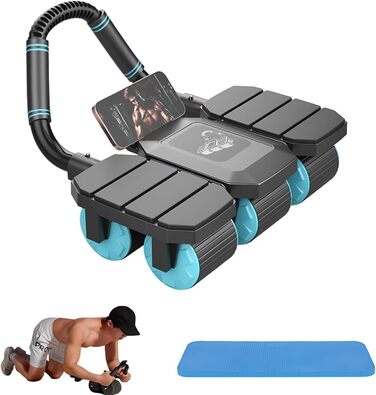 Автоматичний ролик для пресу з функцією відскоку та 6 колесами, тренажер для пресу, Core Trainer, 150 кг, з тримачем для телефону