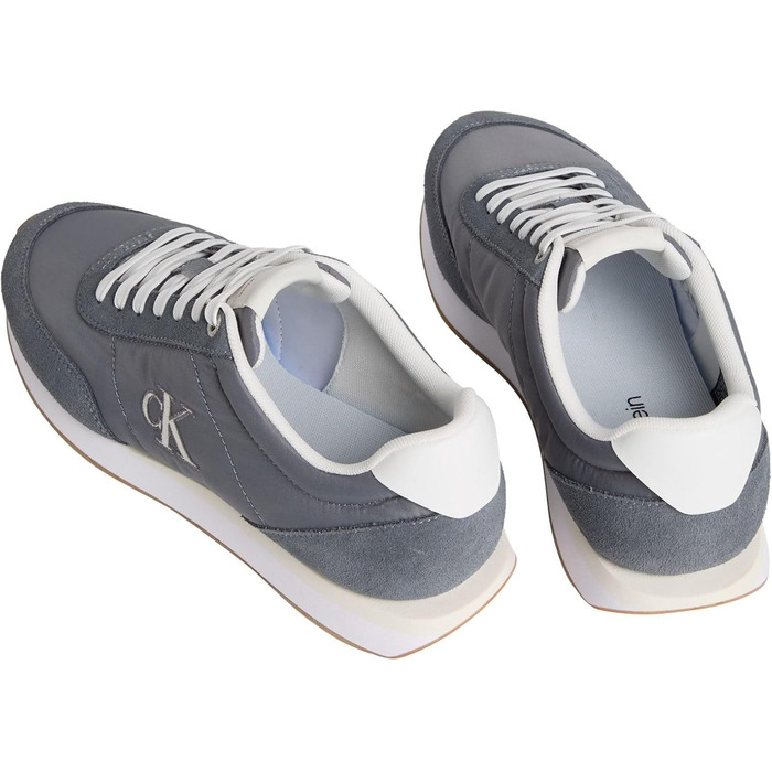 Чоловічі кросівки Calvin Klein Runner Retro Mix з логотипом, сірі (Grey Night Owl Off White), розмір 44.5 EU