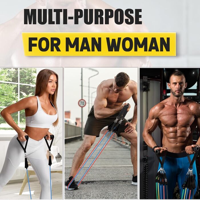 Еластичні гумки для фітнесу: набір для тренувань, фітнес-гумки з анкером для дверей, для чоловіків та жінок, для фізичної терапії та формування тіла
