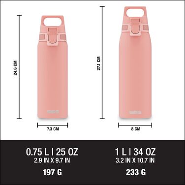 SIGG пляшка для води 0,75 л з нержавіючої сталі Shield ONE, для газованих напоїв, герметична, легка, BPA-free, рожевий колір
