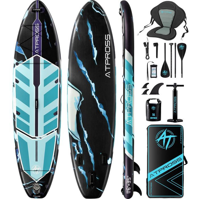 Надувне SUP-борд (305 x 91 см) з аксесуарами та рюкзаком, блакитний колір, з сидінням