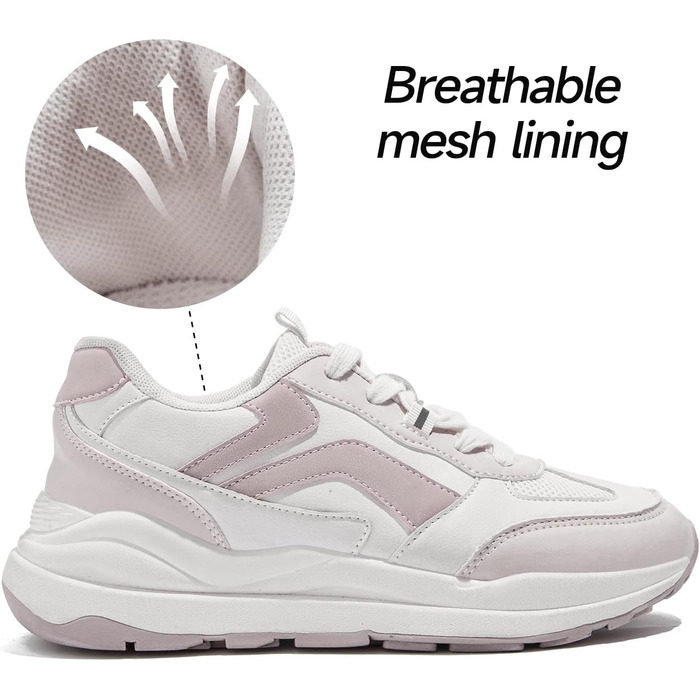 Жіночі кросівки для ходьби Tuopin Modische: дихаюча сітка, антиковзаюча підошва, кольори бежевий та рожевий (39.5 EU)