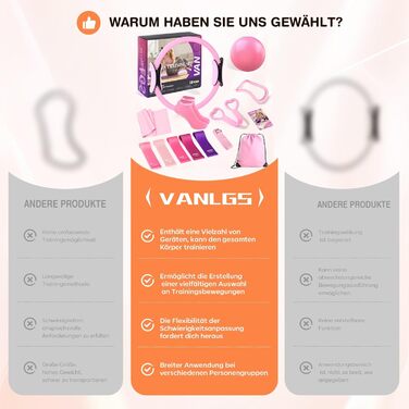 Набір для пілатесу 13 шт. для дому: кільце 13', м'яч 10' та еластичні стрічки. Комплект обладнання для пілатесу для жінок, початківців. Пілатес-стрічки та аксесуари (рожевий)