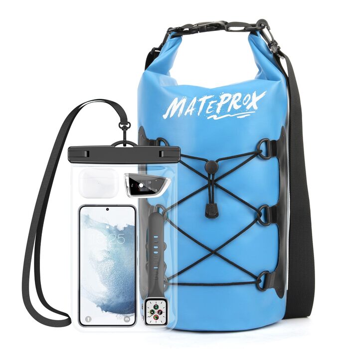 Водонепроникний мішок Dry Bag Mateprox 5L/10L з ролвертилом: для плавання, кемпінгу та активного відпочинку (Блакитний, 10L)