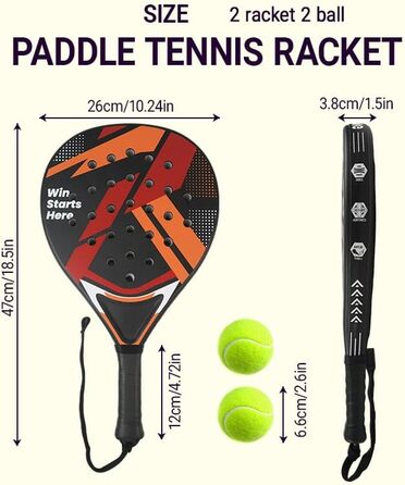 Набір для пляжного тенісу (2 ракетки) Padelschläger ABS/EVA, з м'ячами та сумкою для перенесення - для дорослих, чорно-червоний