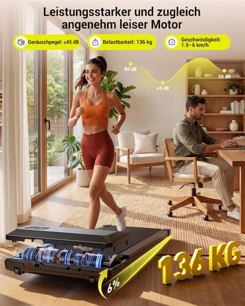 Складана бігова доріжка MJWW Raceable Walking Pad з нахилом 6-9%, потужність 2.5/3.0 HP, керування через додаток, AI-тренування, LED-дисплей, Jet Black 90 см, для дому та офісу