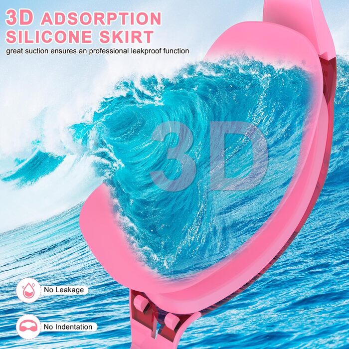 Окуляри для плавання дорослі та дитячі - антизапарник, HD лінзи, захист від УФ, водонепроникне ущільнення для тренувань, пляжу/басейну - зручна посадка, унісекс. Окуляри для плавання чоловічі та жіночі (2600-PINK)