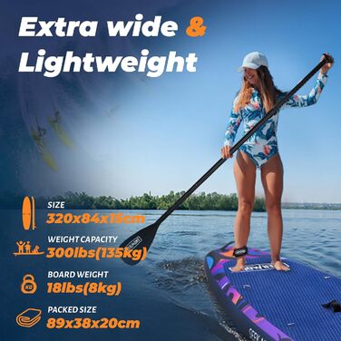 Надувний SUP Борд Overmont з аксесуарами - комплект для станд-ап паділбордингу з насосом, веслом, сумкою та плавником