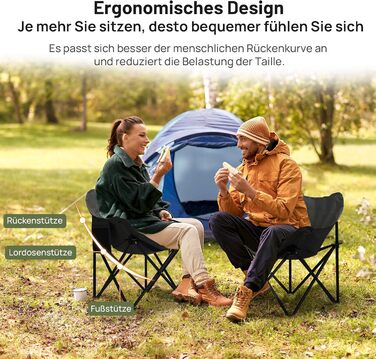 Крісло для кемпінгу Hausprofi складне, чорне, з тримачем для напоїв та сумкою, вантажопідйомність 150 кг