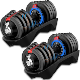 Регульовані гантелі DH FitLife 1,5-18 кг, набір з 12 рівнями ваги, комплект з дисками, 2 шт по 18 кг