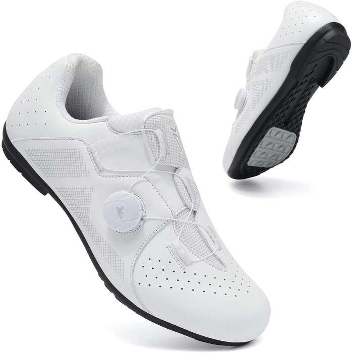 Шкарпетки для шосейного велосипеда для чоловіків – легкі, дихаючі, сумісні зі штифтами для тривалих поїздок та комфорту на весь день (48.5 EU, Білий)