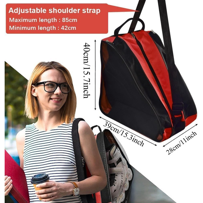 Сумка для ковзанів Tasche - для хокею, фігурного катання, лиж, червона, з регульованим ременем