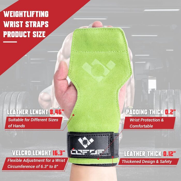 Підтримуючі ремені COFOF для важкої атлетики, бодібілдингу та силових тренувань (зелені)