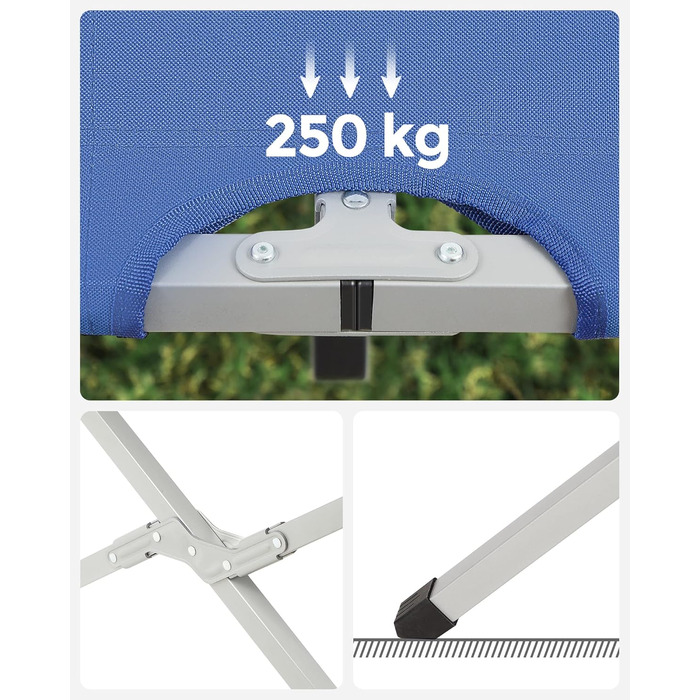 Кемпінгове ліжко SONGMICS - TÜV Rheinland, 210x72x45 см, блакитне