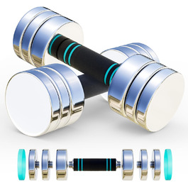 Регульовані гантелі 15 кг, 10 кг, 5 кг - Набір гантелей 2 шт. Ultrakompakt сталеві гантелі з пінопластовою ручкою - Фітнес гантелі для дому 2 x 5KG (Блакитний) (2 x 10KG (Блакитний))