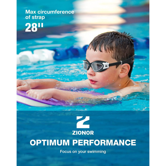 Дитячі плавальні окуляри ZIONOR G1MINI з поляризацією, антифогом та UV-захистом + шапочка для плавання для дівчаток і хлопчиків 8-14 років