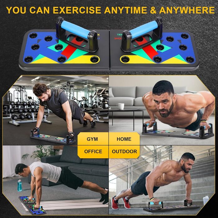 Флінтронік Тримачі для віджимань, дошка для віджимань, складані, портативні, багатофункціональні, фітнес-дошка для тренувань всього тіла, 13 в 1