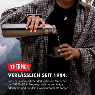 Термос Thermos Light & Compact для напоїв, 1.0 л, сірий (Stone Grey), сталь
