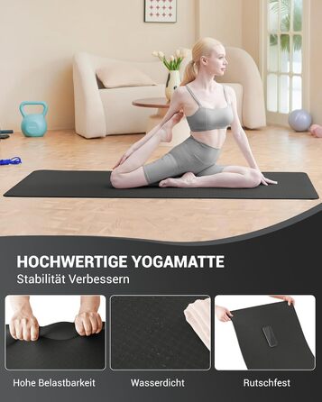 Йога мат для жінок Good Nite: неслизька поверхня, товщина 6 мм, 183x61 см, з чохлом, TPE, для йоги, пілатесу, фітнесу, чорний