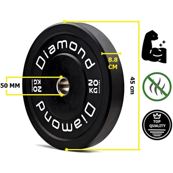 Пара олімпійських дисків G5 HT SPORT 2×20 кг, діамантове покриття, Ø50 мм, для штанг і гантелей, тренувань у спортзалі та вдома