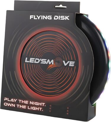 LED Фрісбі літаюча диско 38 LED, 12 режимів, USB-C, водонепроникне, чорний 22.5 см