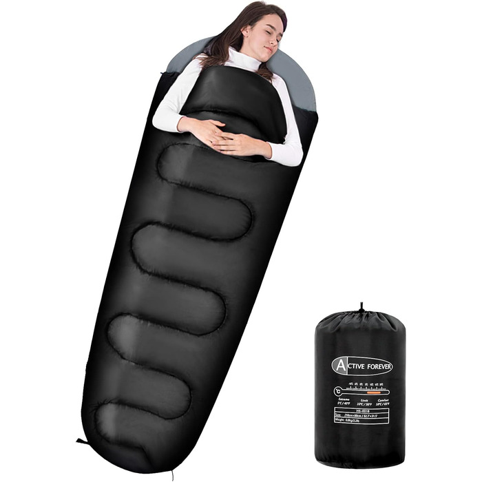 Сплячий мішок ACTIVE FOREVER Mumienschlafsack для туризму, кемпінгу та подорожей: літо, весна, осінь