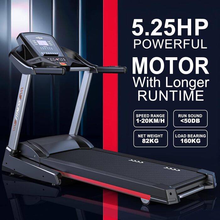 Біговий тренажер CharonFit T800: складний, потужний, до 160 кг, 20 км/год, з монітором